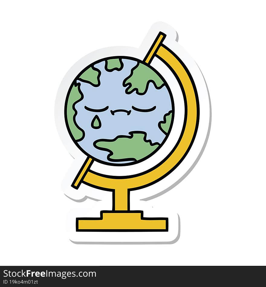 sticker of a cute cartoon globe of the world