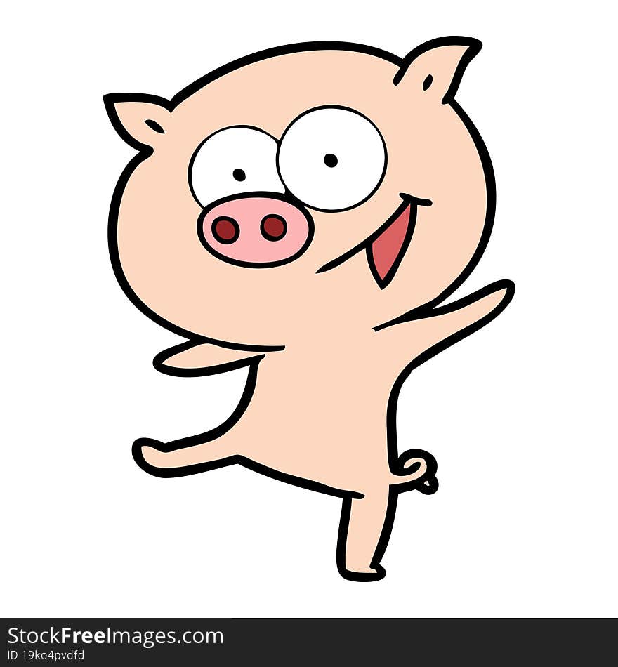 cheerful dancing pig cartoon. cheerful dancing pig cartoon