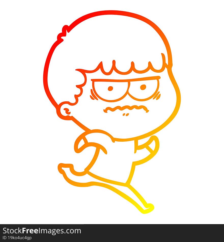 warm gradient line drawing cartoon annoyed man