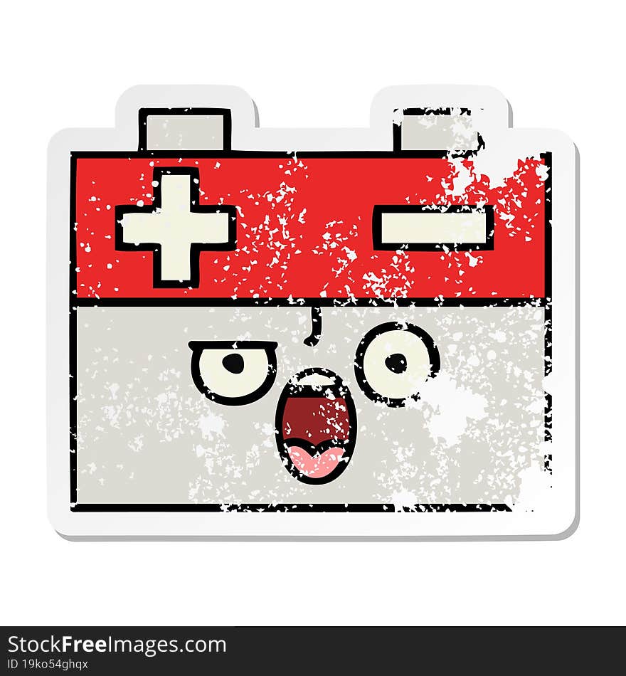 distressed sticker of a cute cartoon car battery