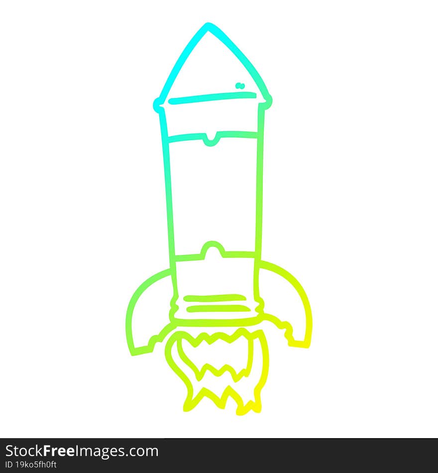 cold gradient line drawing cartoon rocket