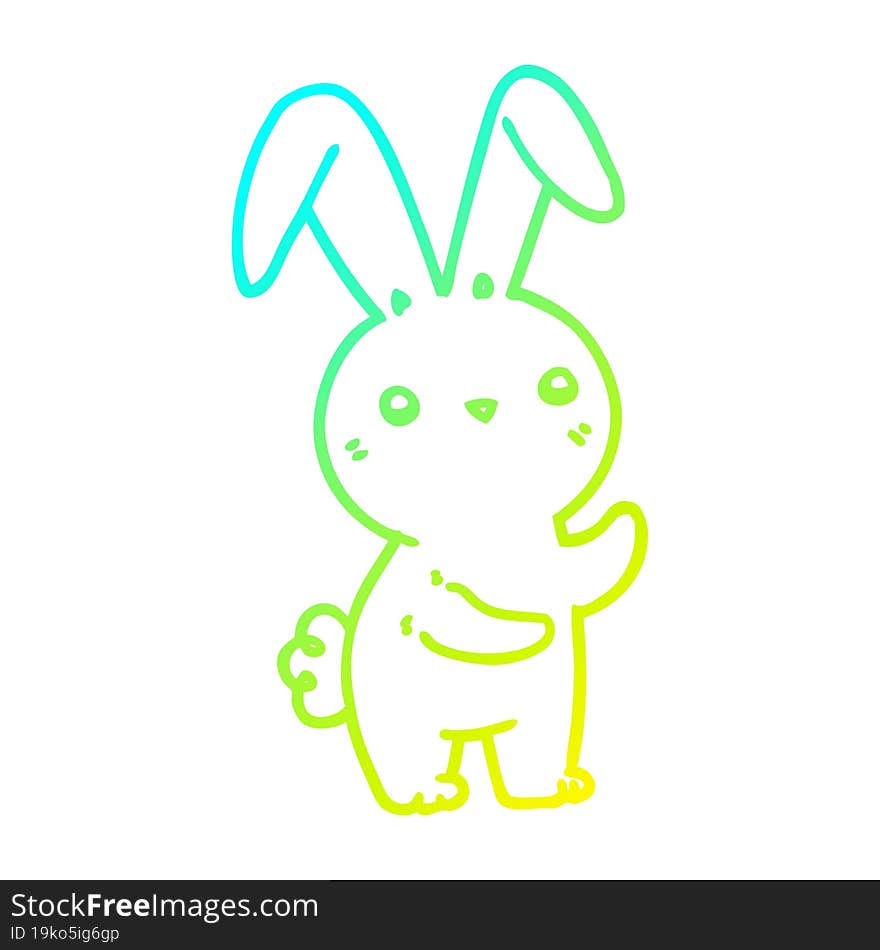 cold gradient line drawing of a cute cartoon rabbit