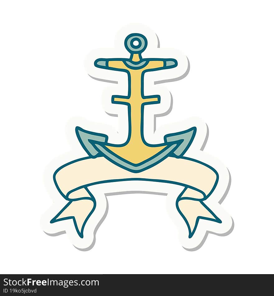 tattoo sticker with banner of an anchor