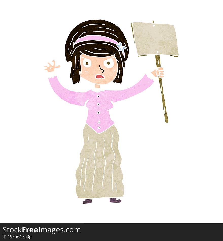 cartoon victorian woman protesting