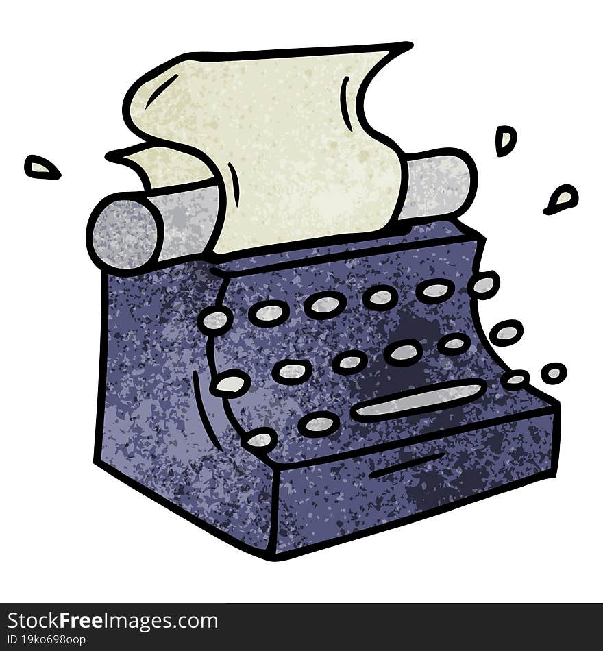 Textured Cartoon Doodle Of Old School Typewriter