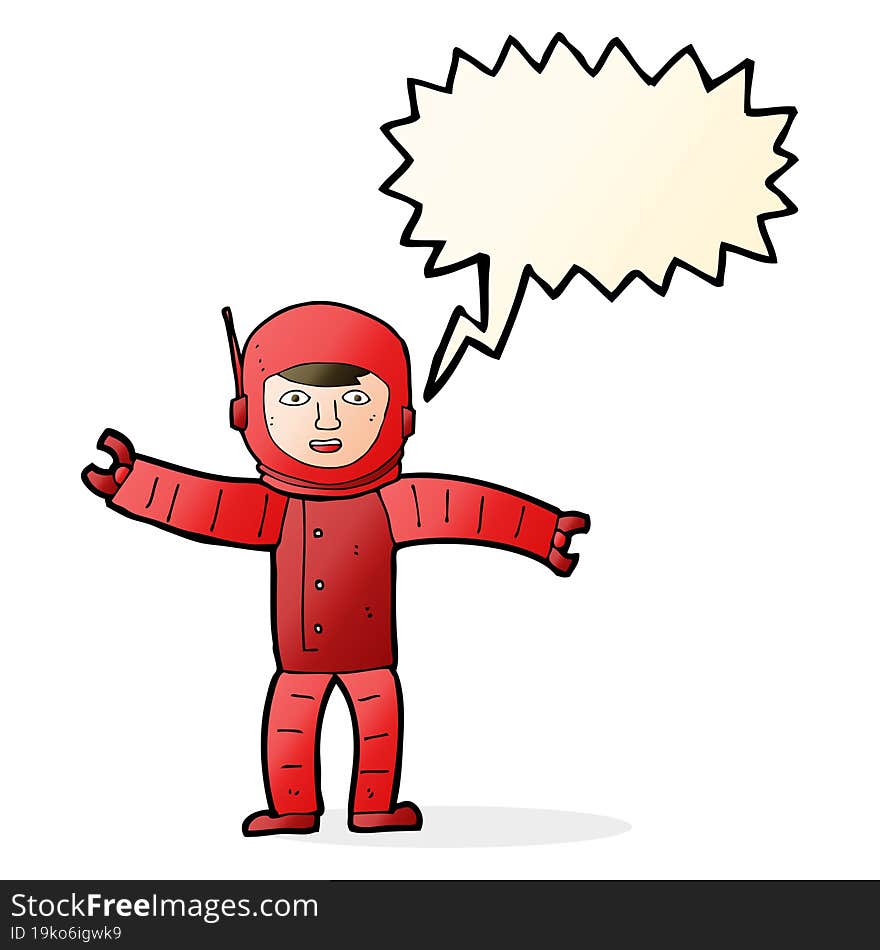 Cartoon Space Man With Speech Bubble