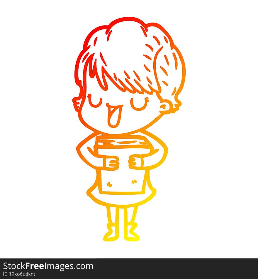 warm gradient line drawing of a cartoon woman talking