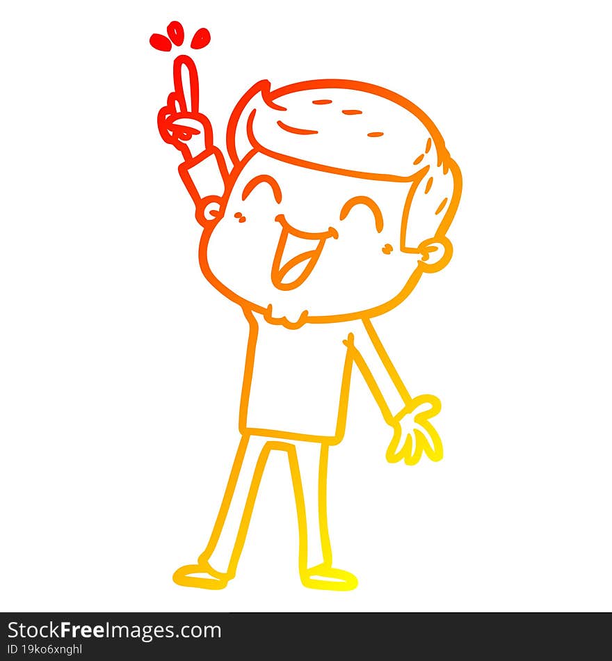 warm gradient line drawing of a cartoon man laughing