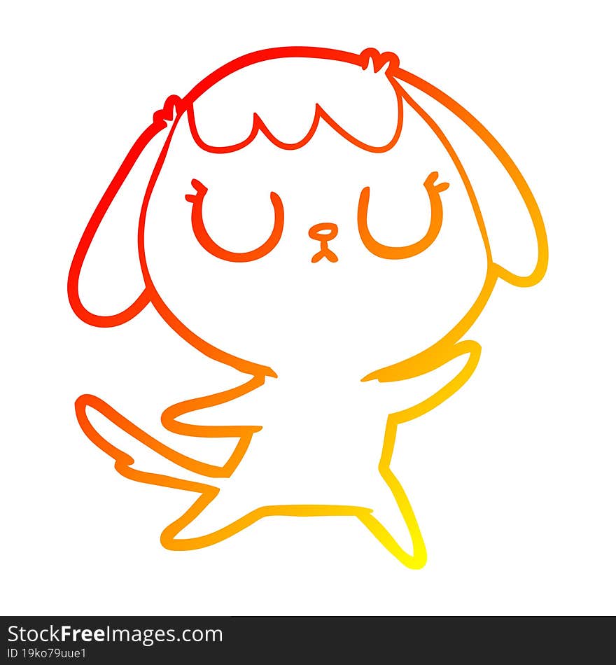 Warm Gradient Line Drawing Cute Cartoon Dog