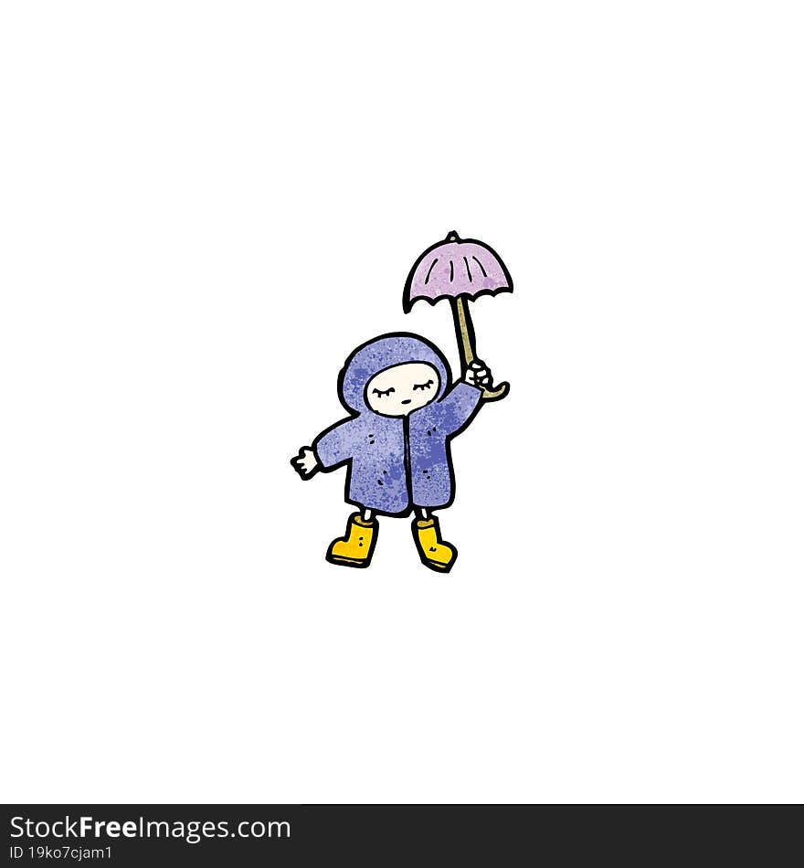 cartoon girl in rain coat