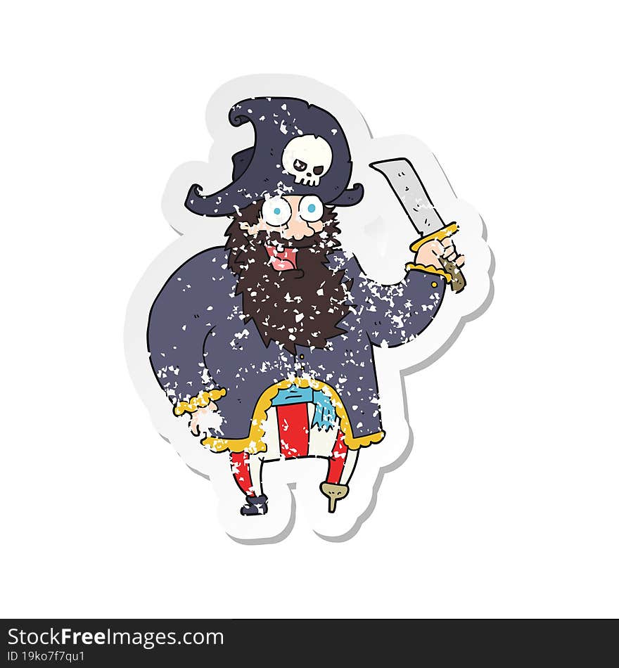 retro distressed sticker of a cartoon pirate captain