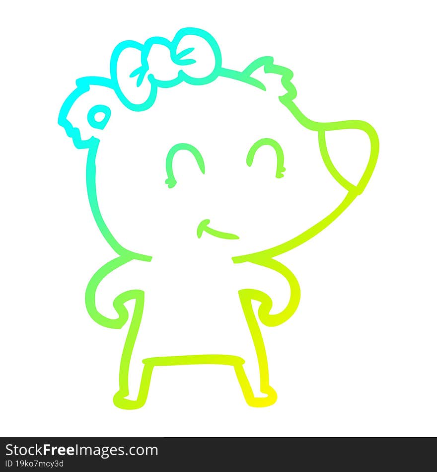 cold gradient line drawing female bear cartoon