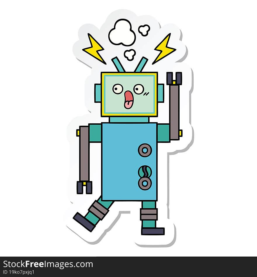 Sticker Of A Cute Cartoon Robot