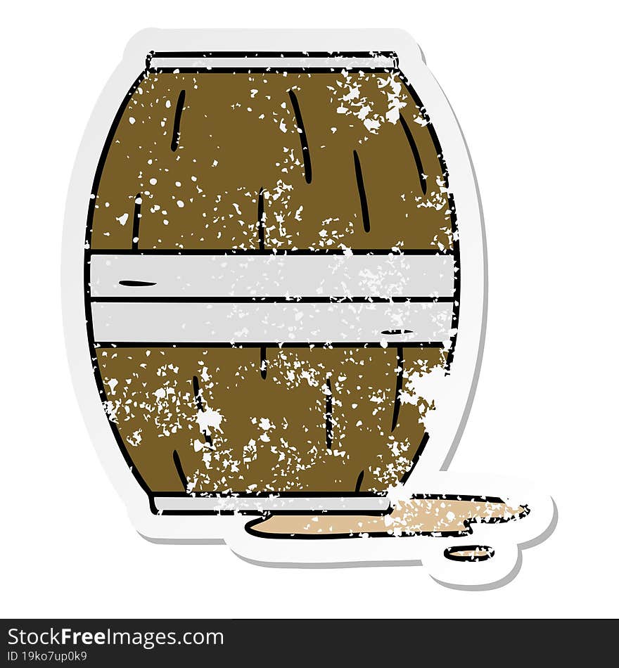 distressed sticker cartoon doodle of a wine barrel