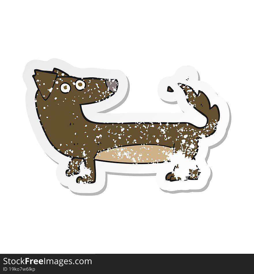 retro distressed sticker of a cartoon dog