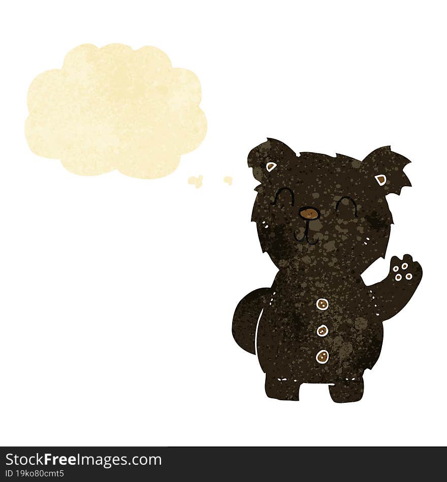 cartoon black bear with thought bubble