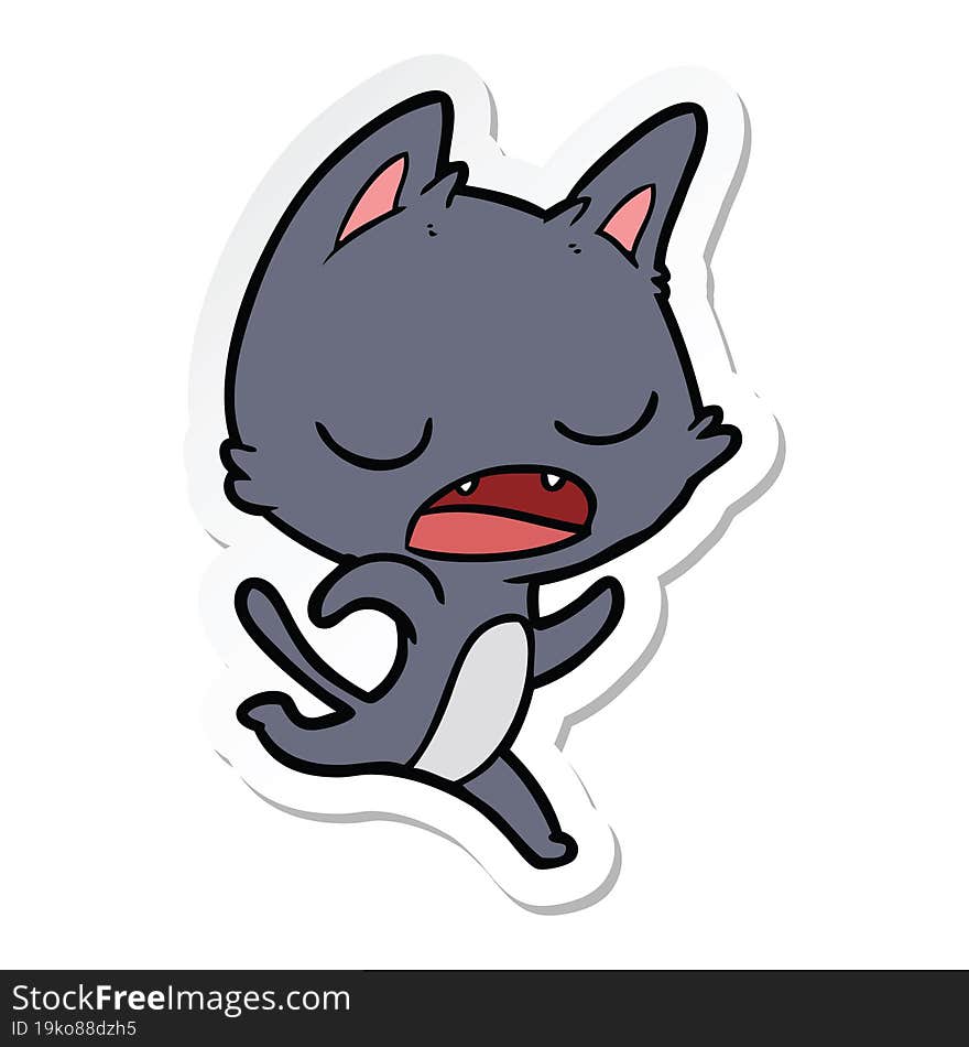 sticker of a talking cat cartoon