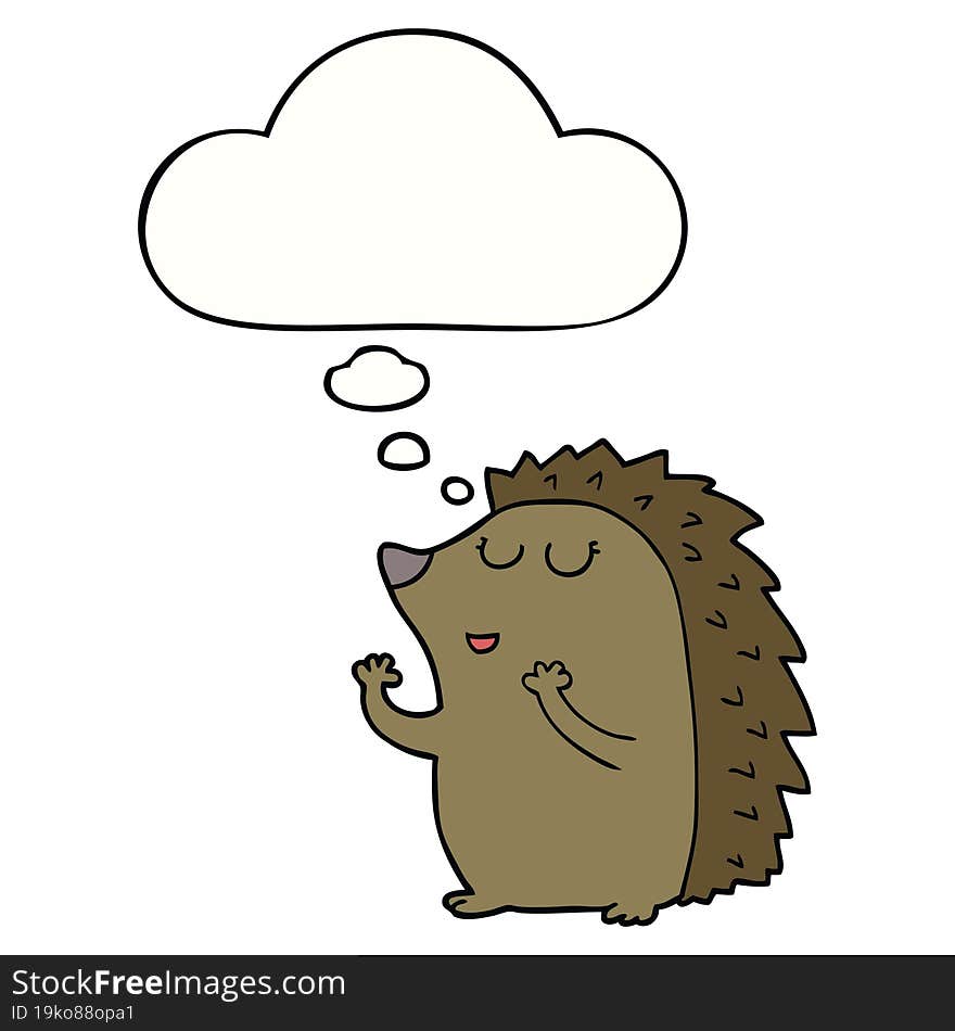 cartoon hedgehog and thought bubble