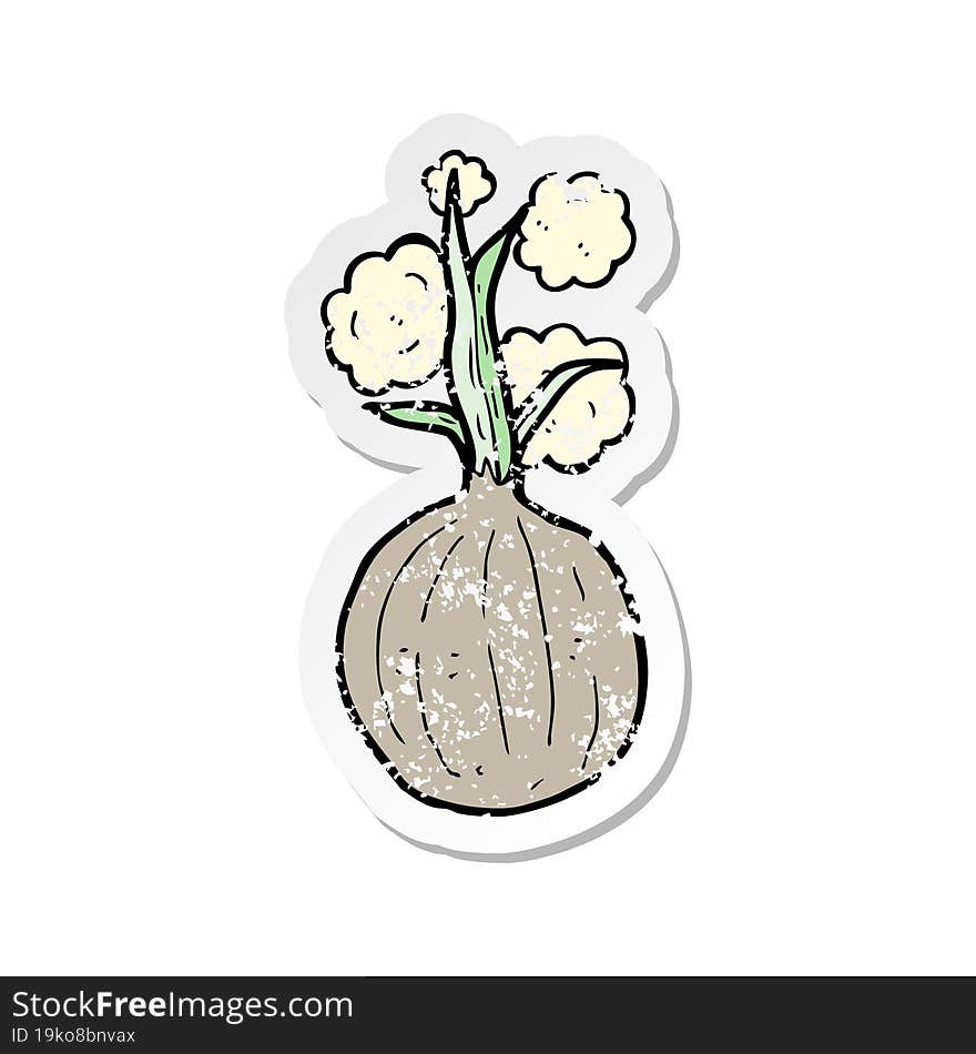 retro distressed sticker of a cartoon onion