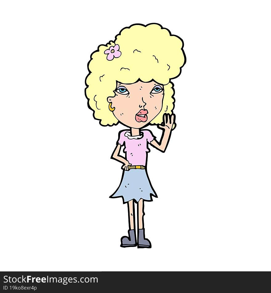 cartoon woman waving