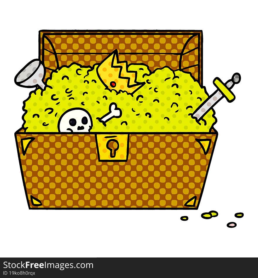 hand drawn cartoon doodle of a treasure chest