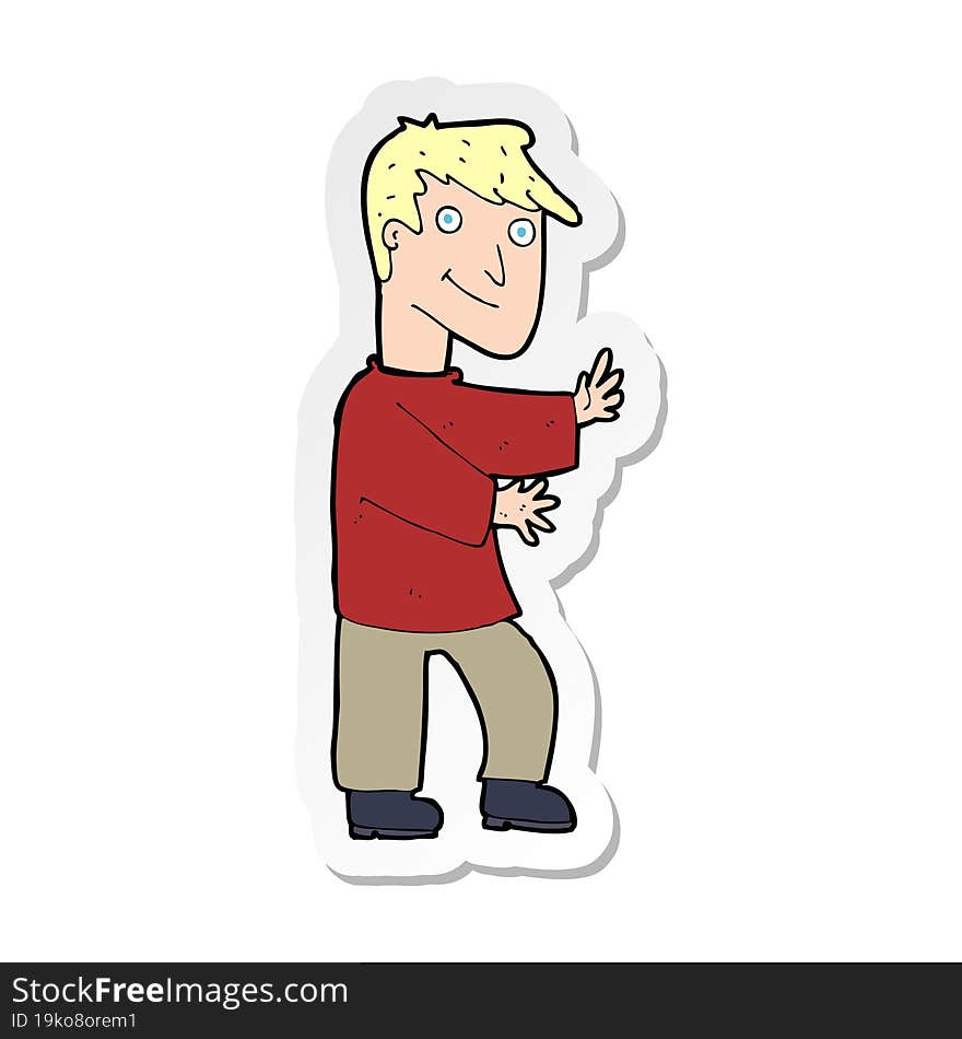 sticker of a cartoon happy man