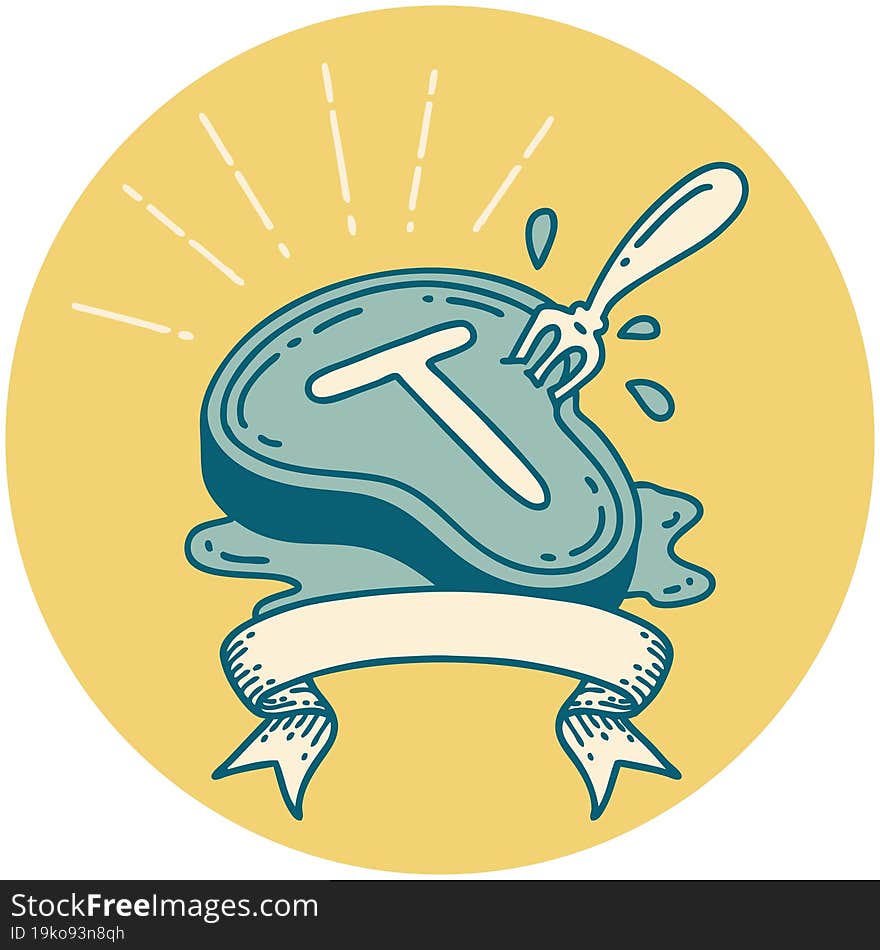 icon of a tattoo style steak and fork