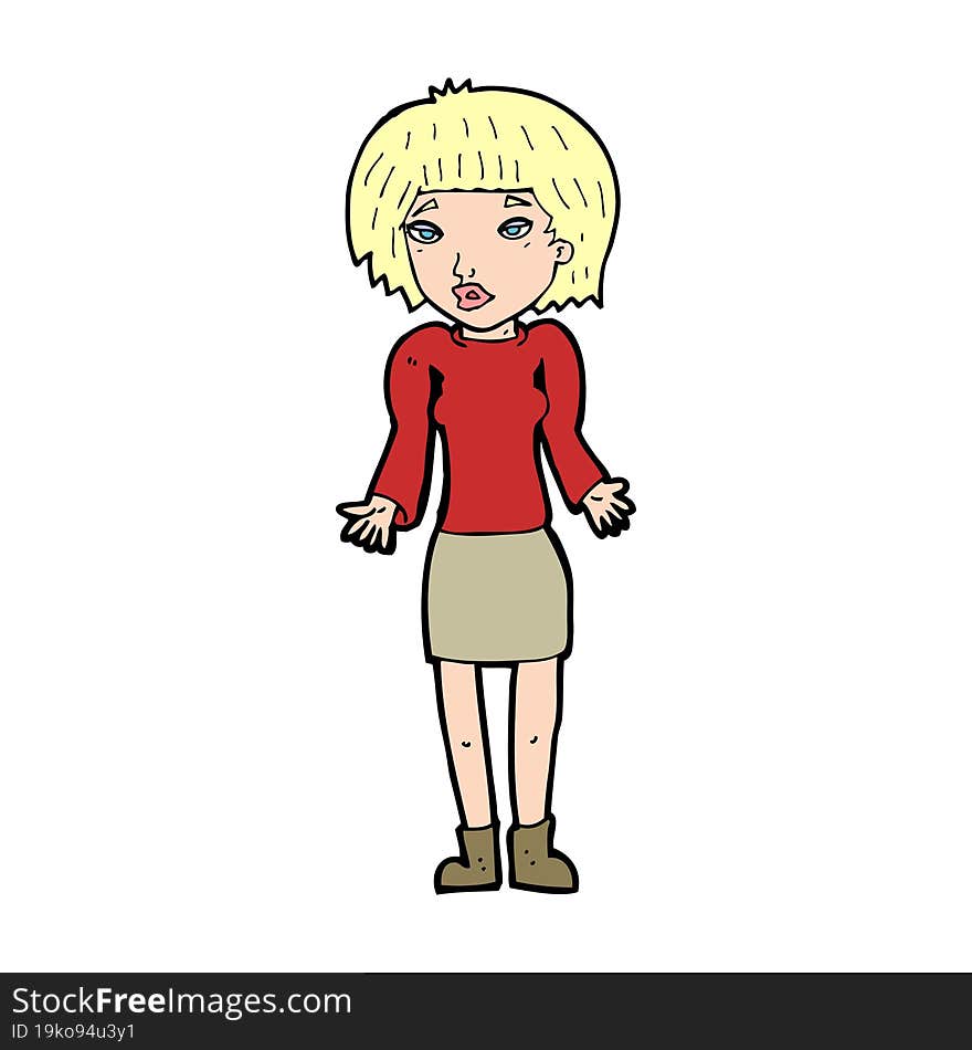 cartoon woman shrugging shoulders