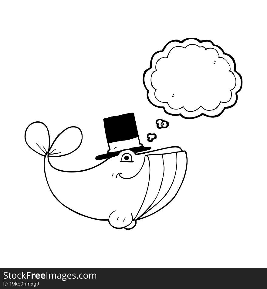 Thought Bubble Cartoon Whale Wearing Top Hat