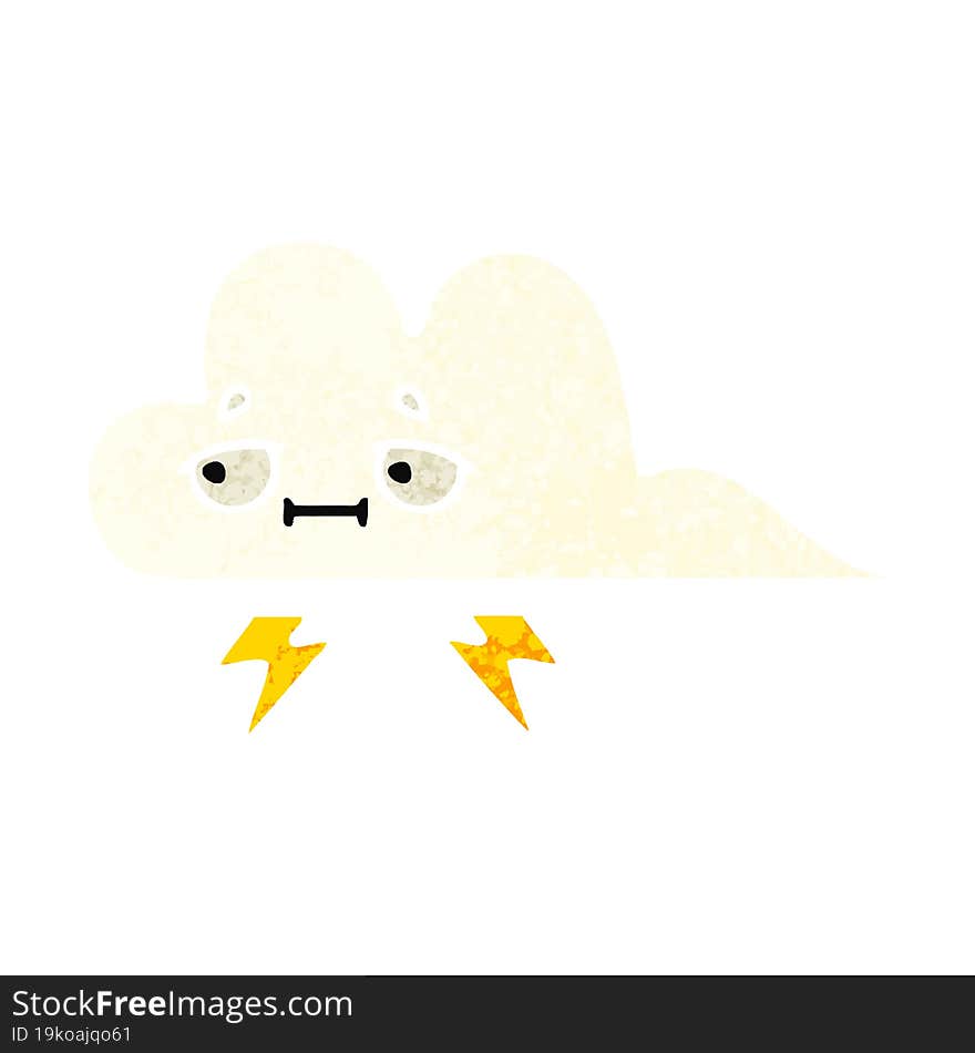 retro illustration style cartoon thunder cloud