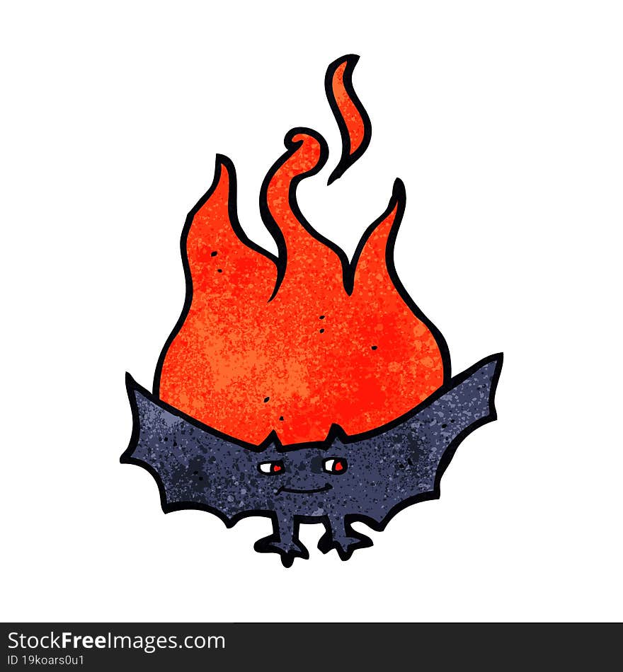 cartoon flaming halloween bat