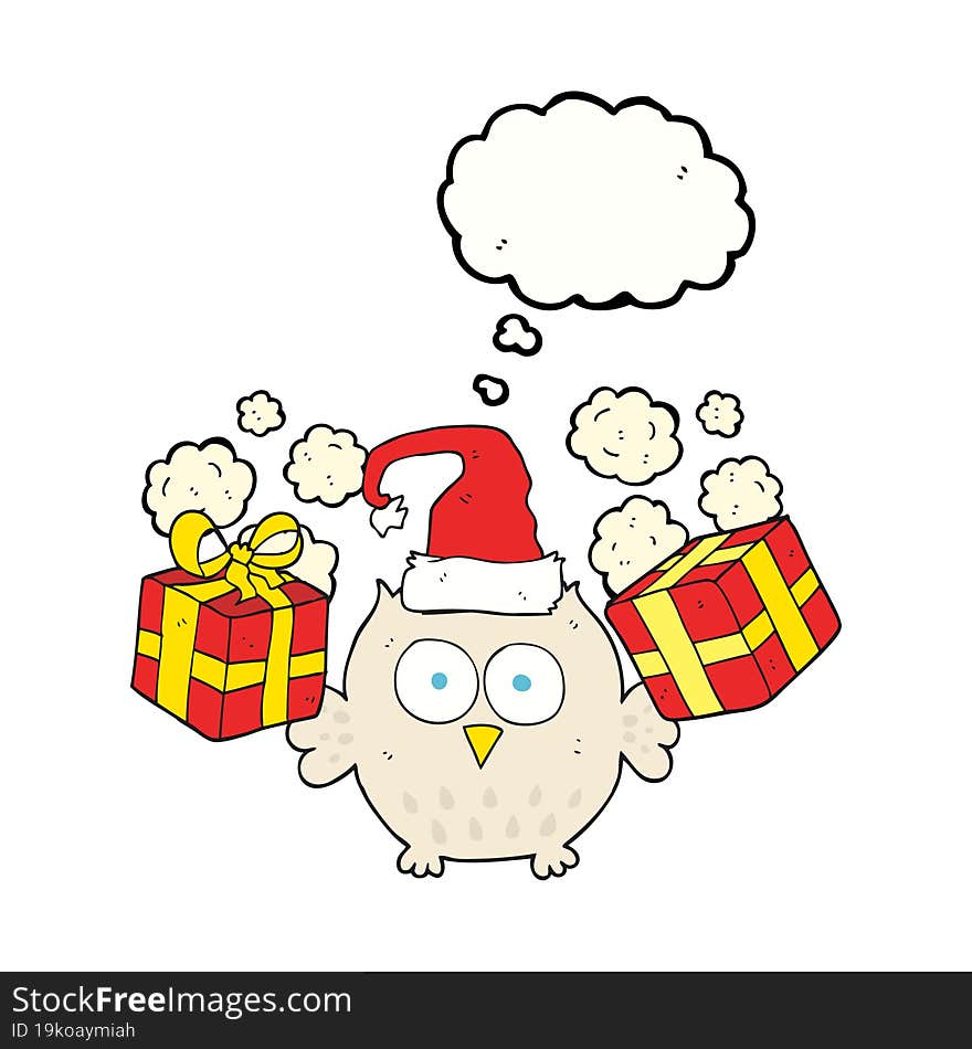 Thought Bubble Cartoon Christmas Owl