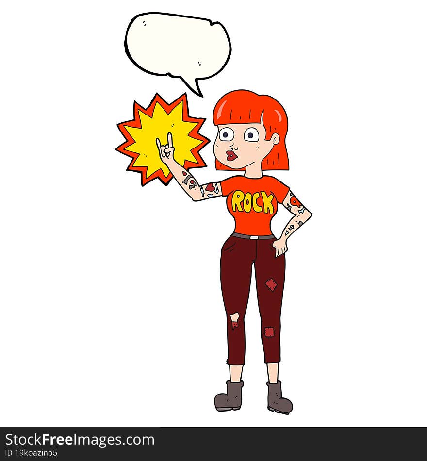 speech bubble cartoon rock girl