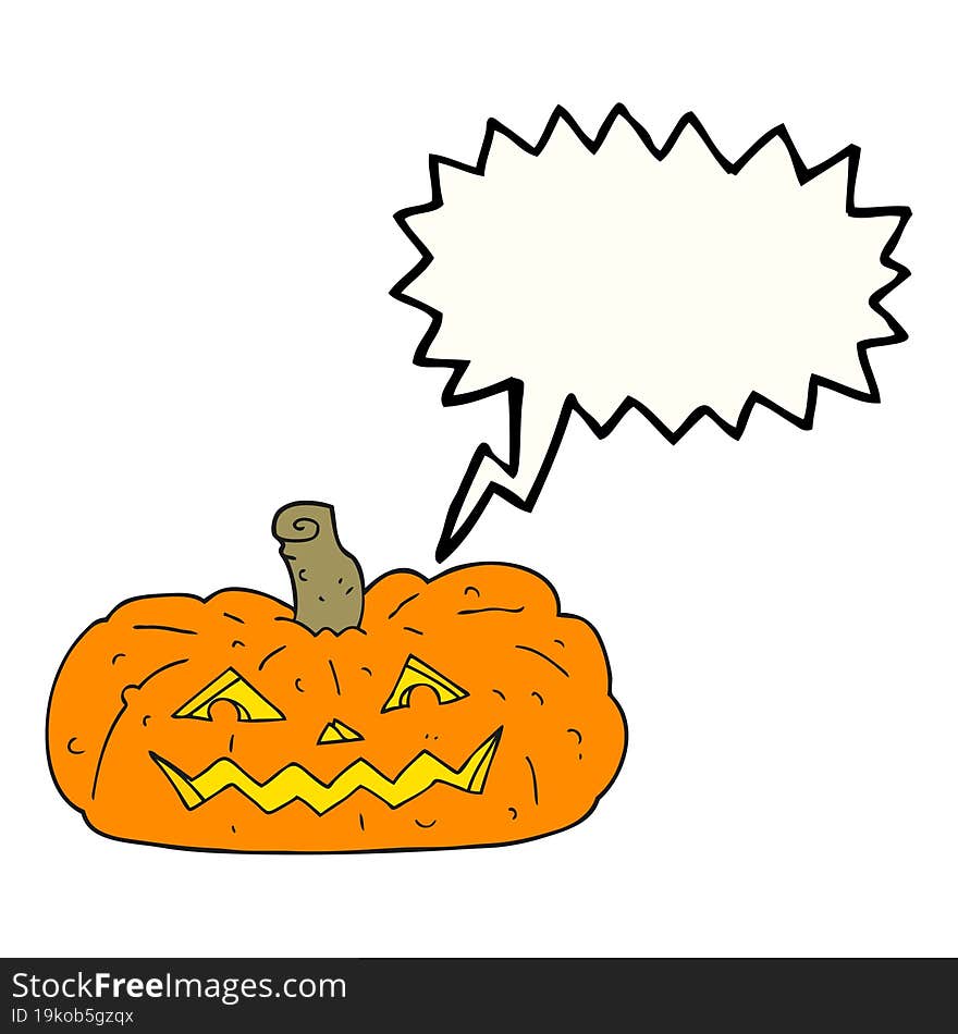 speech bubble cartoon halloween pumpkin