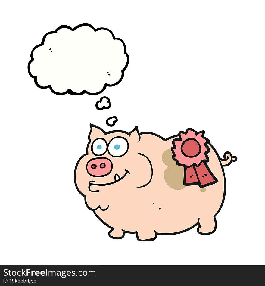 thought bubble cartoon prize winning pig