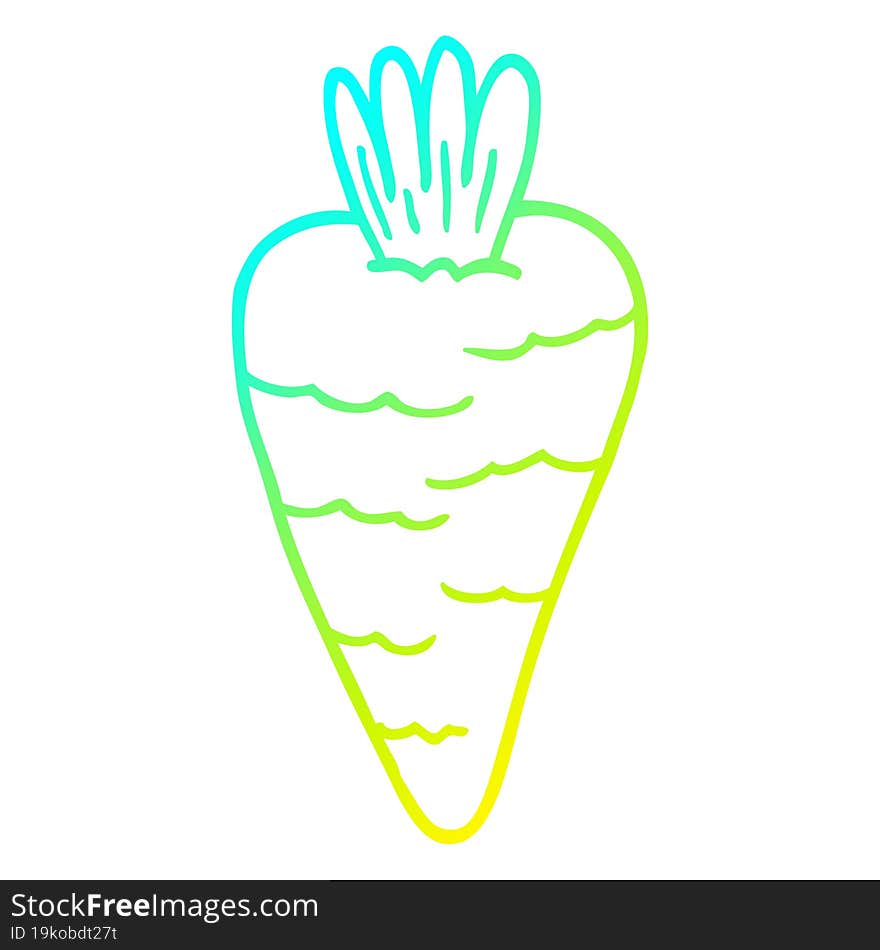 Cold Gradient Line Drawing Cartoon Carrot