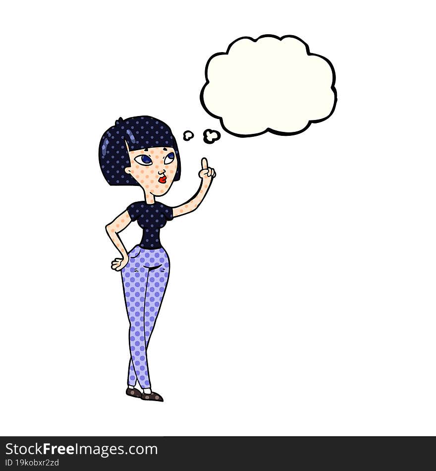 Thought Bubble Cartoon Woman Asking Question