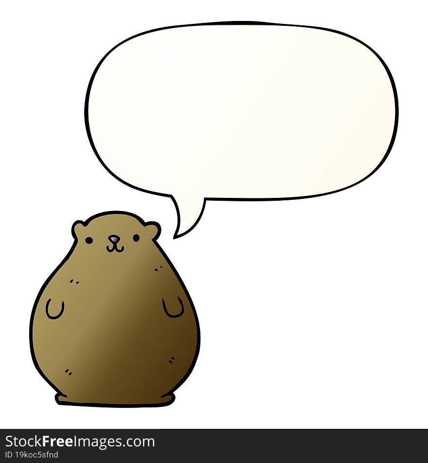 cartoon bear and speech bubble in smooth gradient style