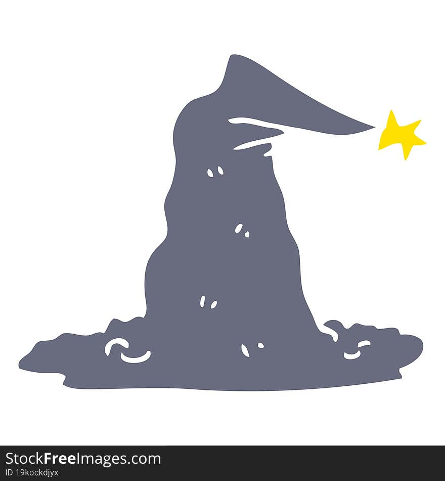 Flat Color Illustration Cartoon Wizard Hat