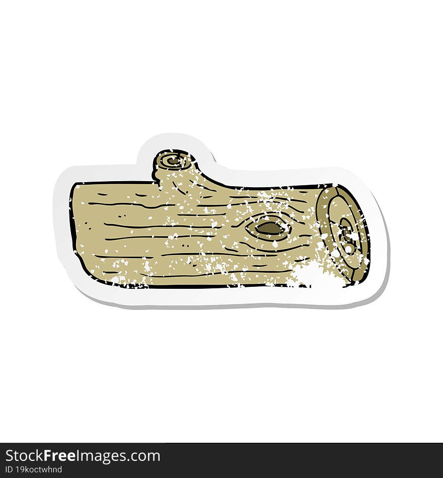 Retro Distressed Sticker Of A Cartoon Log