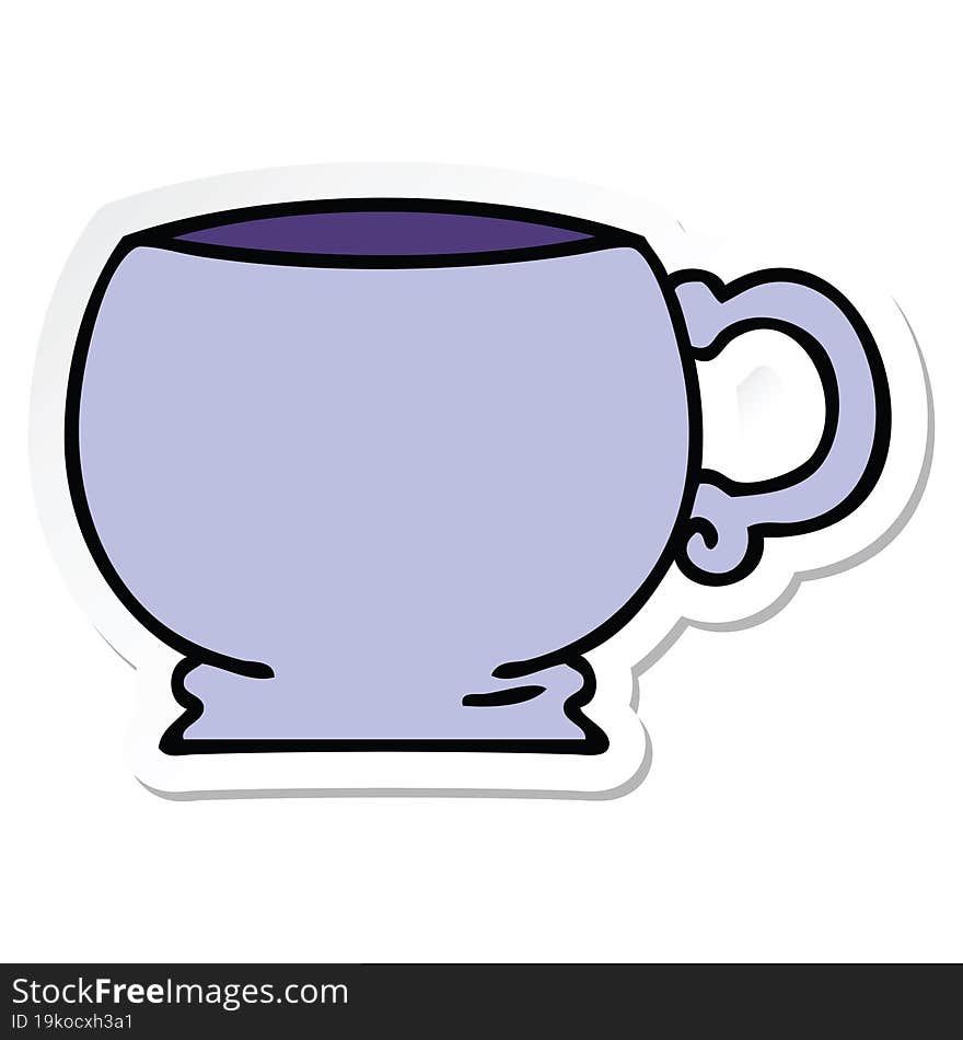 sticker of a quirky hand drawn cartoon mug