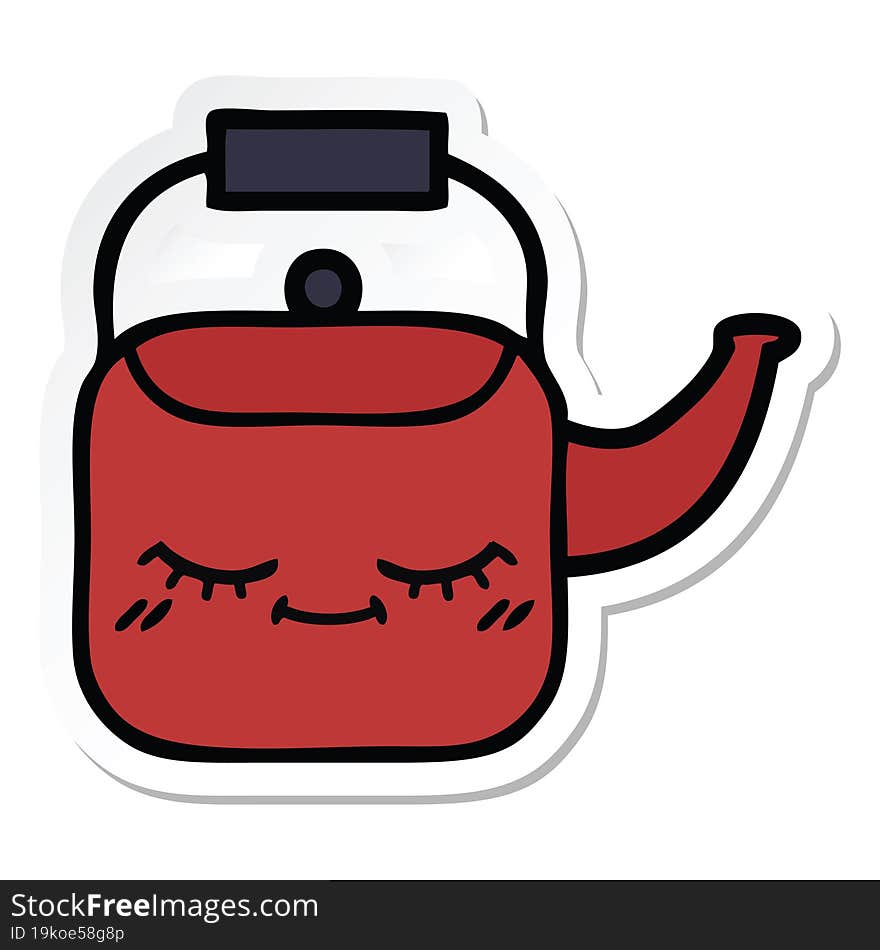 sticker of a cute cartoon kettle