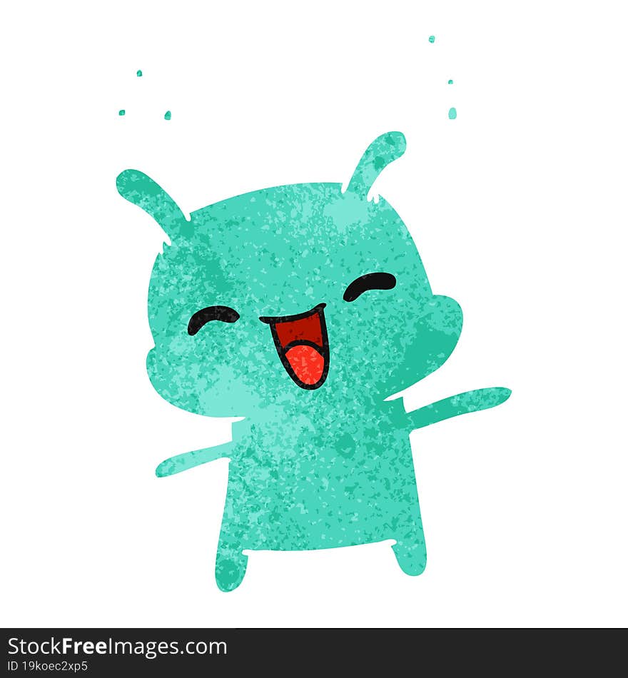 retro cartoon kawaii cute happy alien