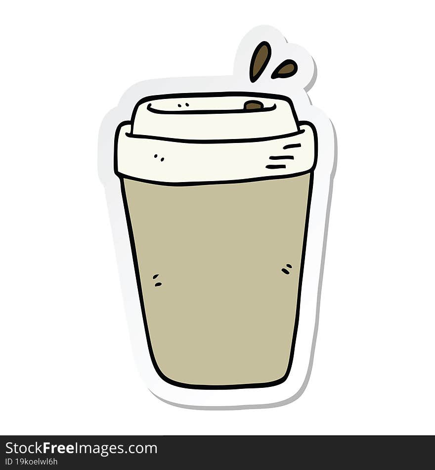 Sticker Of A Cartoon Coffee Cup