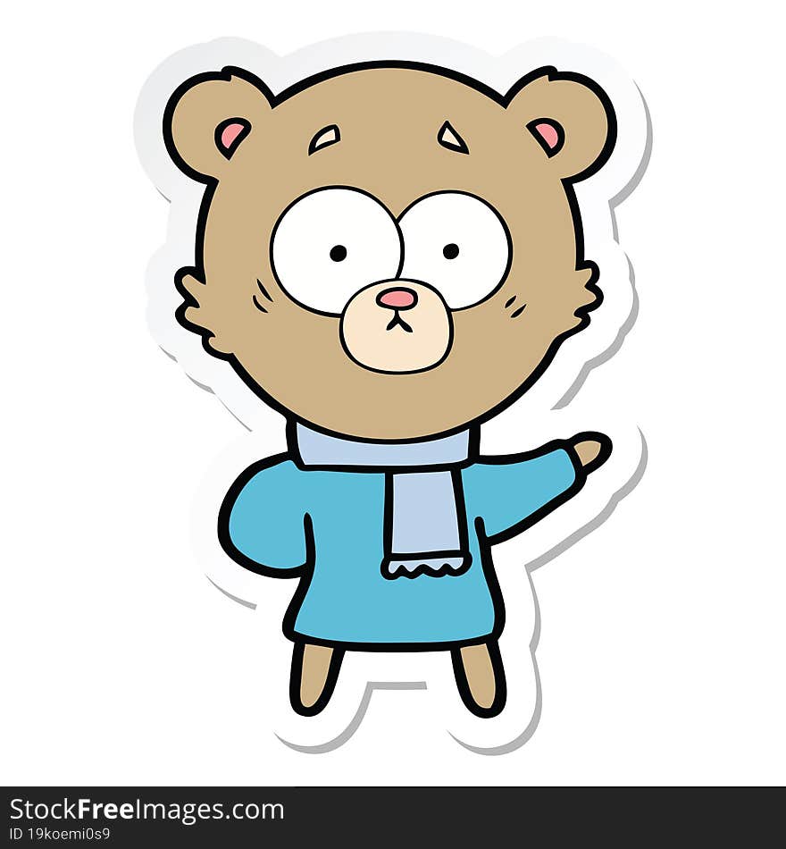 sticker of a surprised bear cartoon