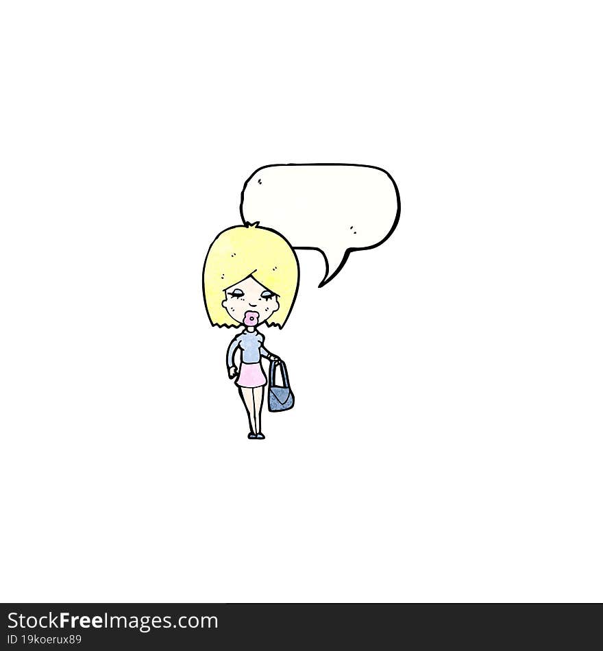 cartoon blond woman talking