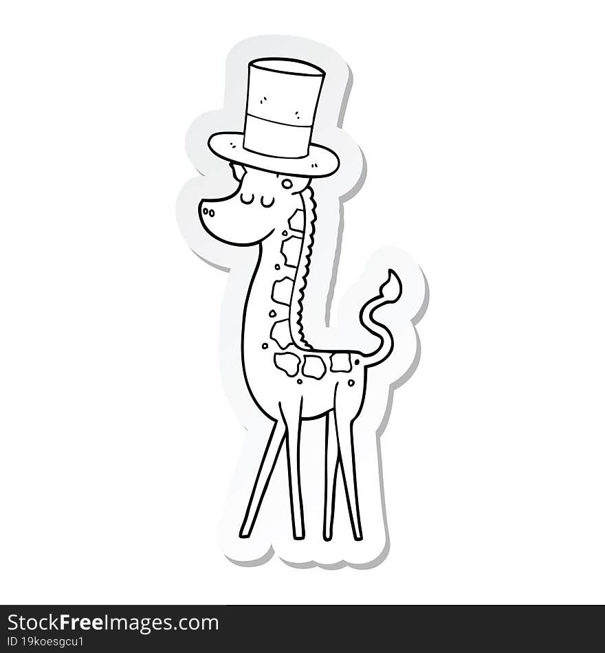 sticker of a cartoon giraffe in top hat