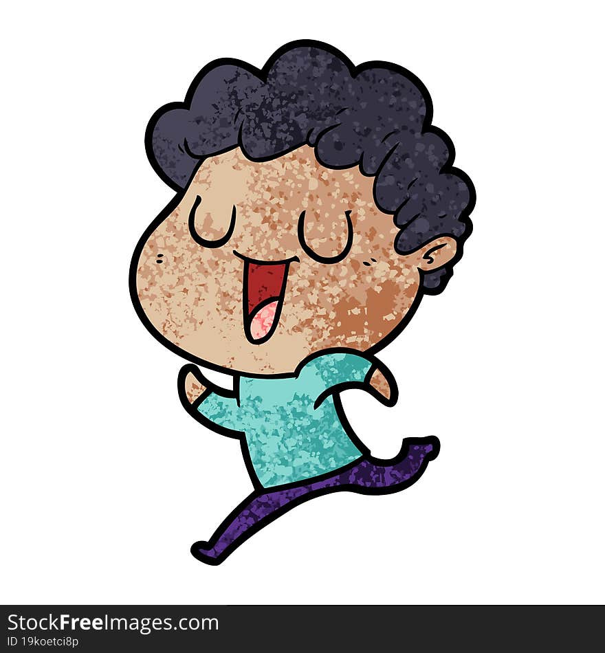 laughing cartoon man running. laughing cartoon man running