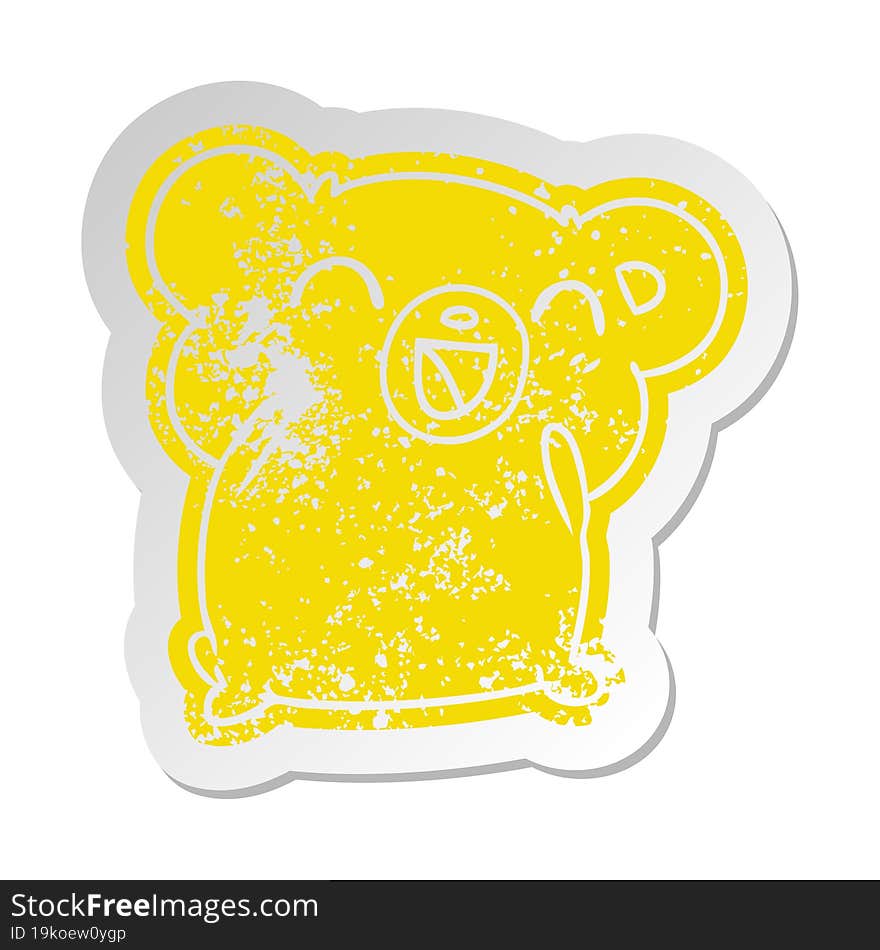 distressed old cartoon sticker kawaii cute teddy bear. distressed old cartoon sticker kawaii cute teddy bear