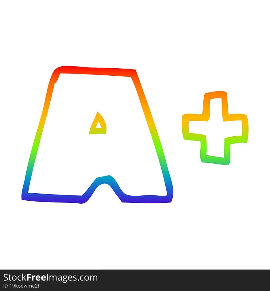 rainbow gradient line drawing of a cartoon letter grades